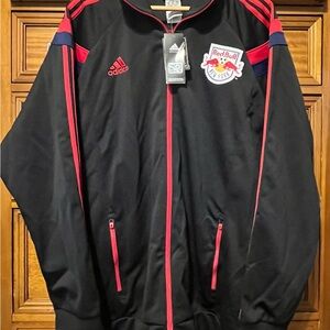 Adidas Red Bull New York MLS Track Jacket Full Zip Black Red NWT 2XL